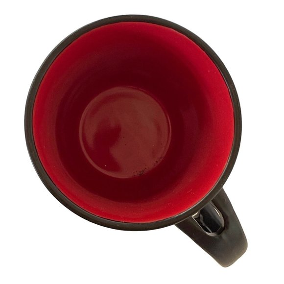 Mallorca Mug Salamander Lizard and Coffee Beans Raised Embossed 3D Red / Black - Picture 3 of 4